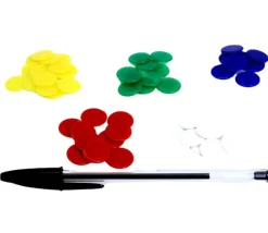 Tout Pour le Jeu 45 mini jetons ronds 1.7 cm en plastique - 5 couleurs