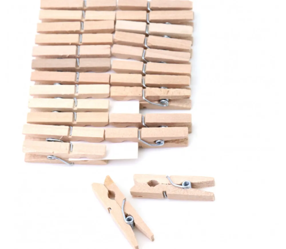 Tout Pour le Jeu 24 mini pinces à linge en bois naturel - 25 mm