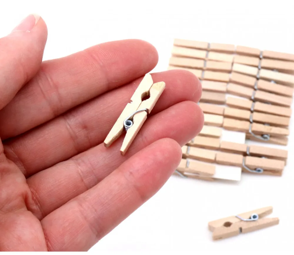 Tout Pour le Jeu 24 mini pinces à linge en bois naturel - 25 mm
