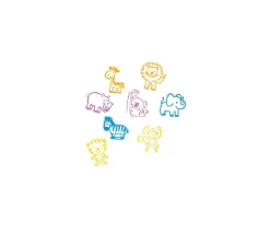 Tout Pour le Jeu 8 mini Tampons animaux de 2.2 cm + 4 encreurs