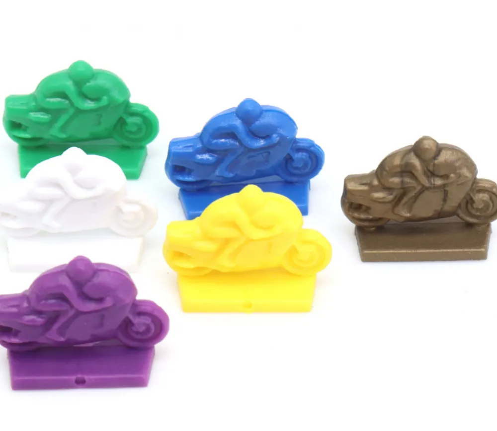 Tout Pour le Jeu 6 motos pions jeu multicolores en plastique 24 x 12 x 18 mm