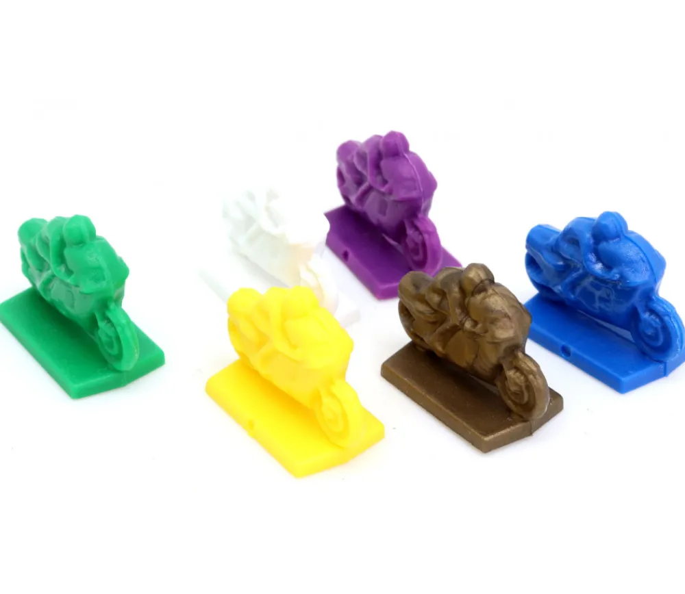 Tout Pour le Jeu 6 motos pions jeu multicolores en plastique 24 x 12 x 18 mm