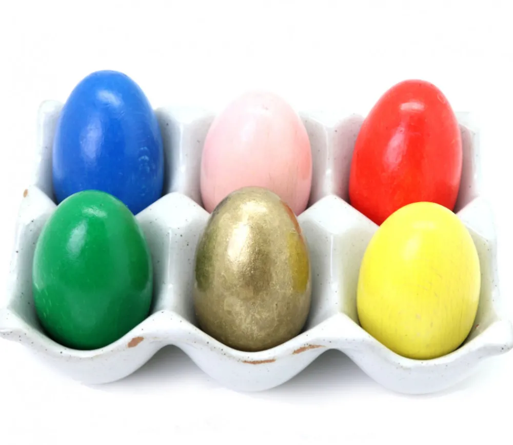 Tout Pour le Jeu 6 Oeufs en bois multicolores de 6 cm - 6 couleurs