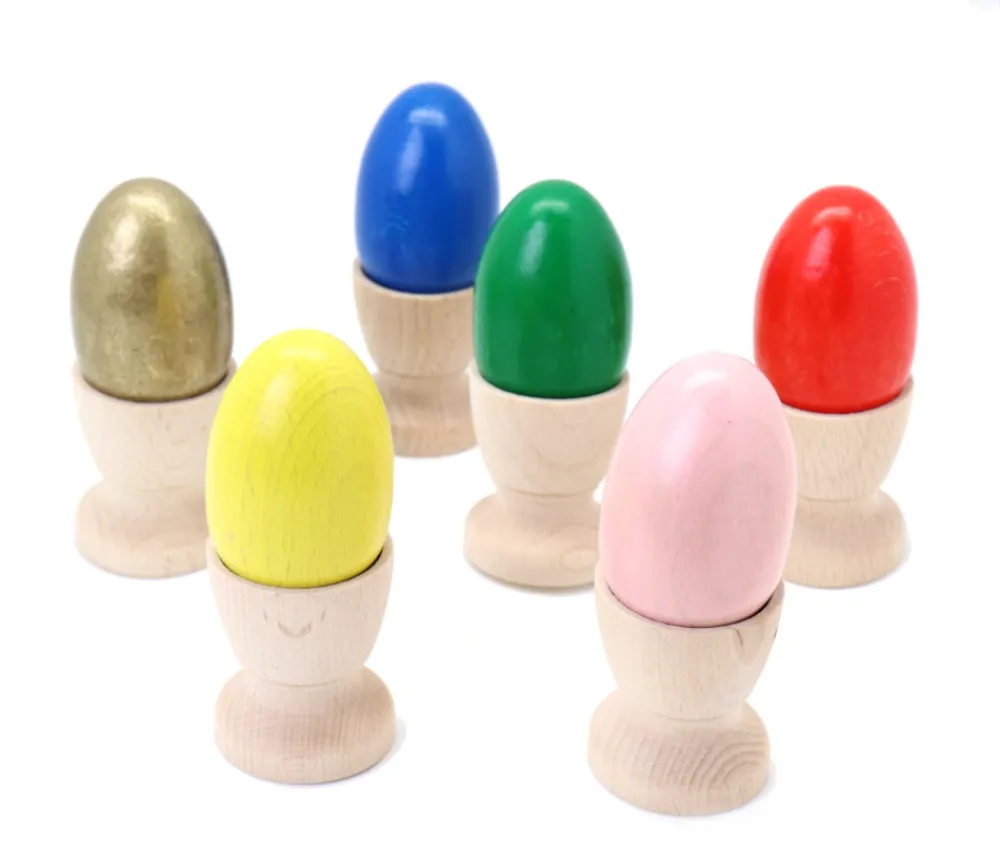 Tout Pour le Jeu 6 Oeufs en bois multicolores de 6 cm - 6 couleurs