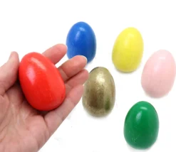 Tout Pour le Jeu 6 Oeufs en bois multicolores de 6 cm - 6 couleurs