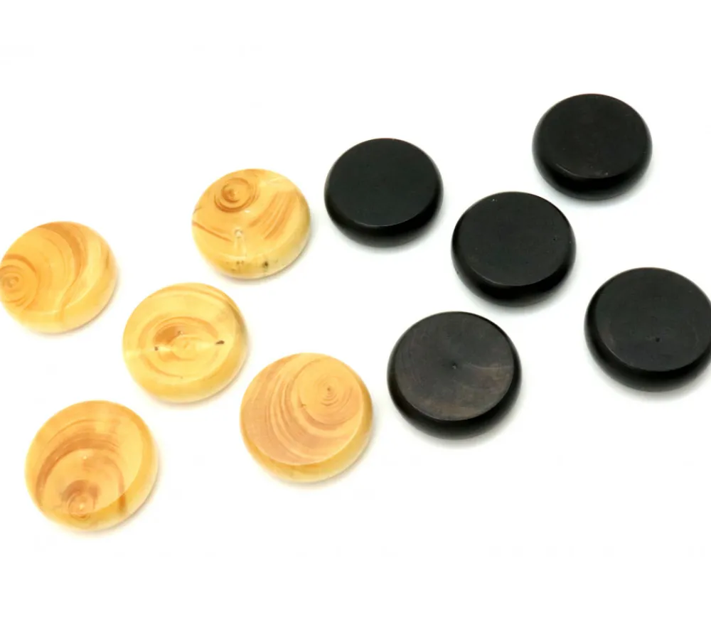 Tout Pour le Jeu 10 Palets crokinole 32 mm jeux 5 pions naturels et 5 pions noirs