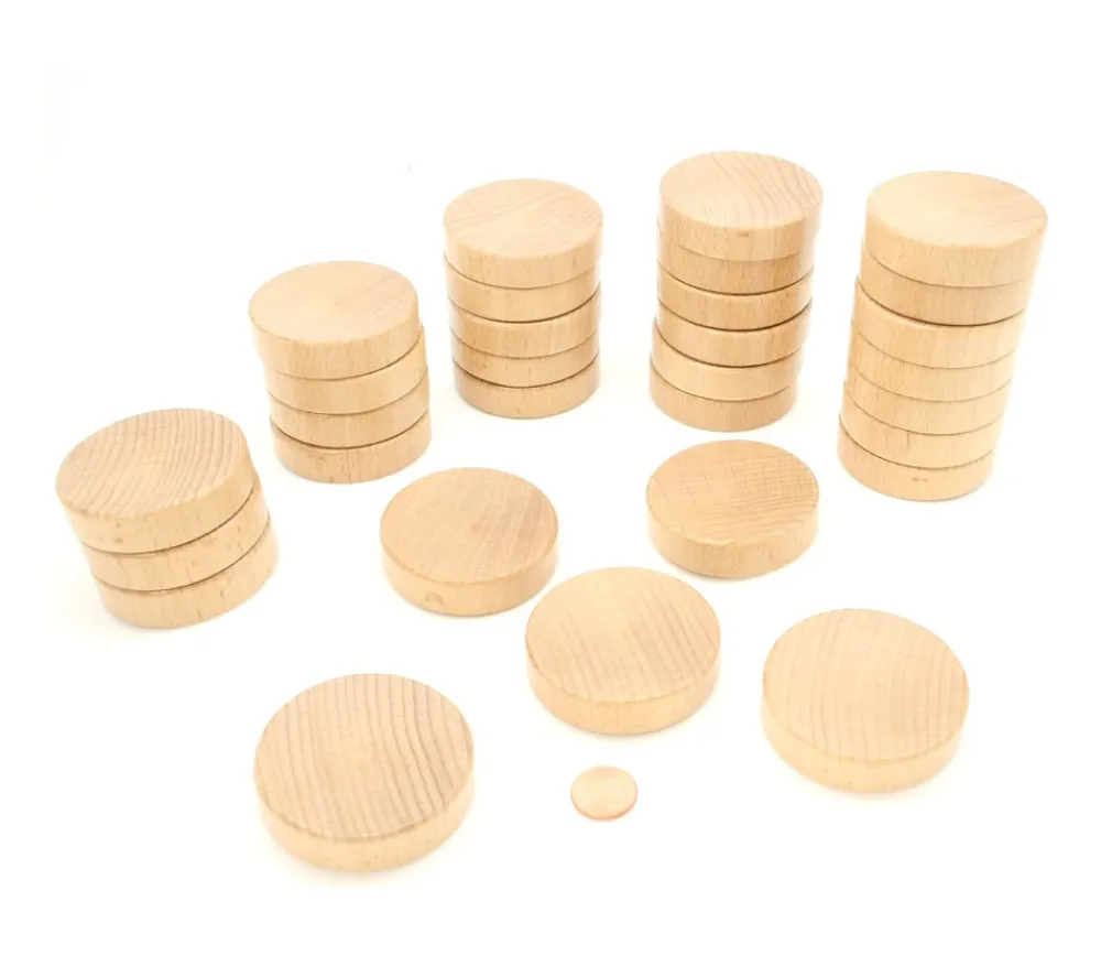 Tout Pour le Jeu 30 palets en bois brut incurvé 5,1 cm pour billard hollandais