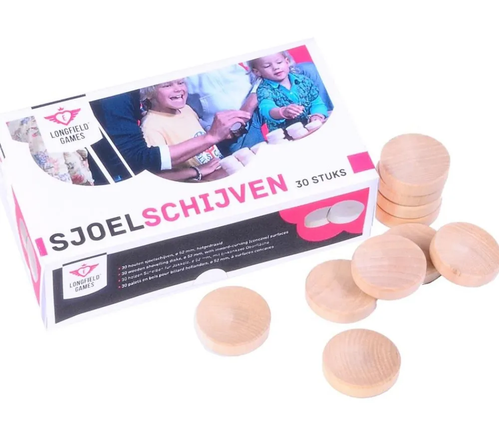 Tout Pour le Jeu 30 palets en bois brut incurvé 5,1 cm pour billard hollandais