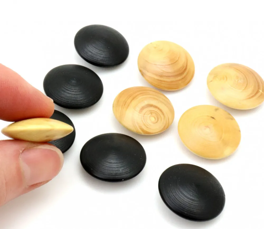 Tout Pour le Jeu 10 Palets galets buis jeu de go (5 noirs/5 naturels) 2.3 cm