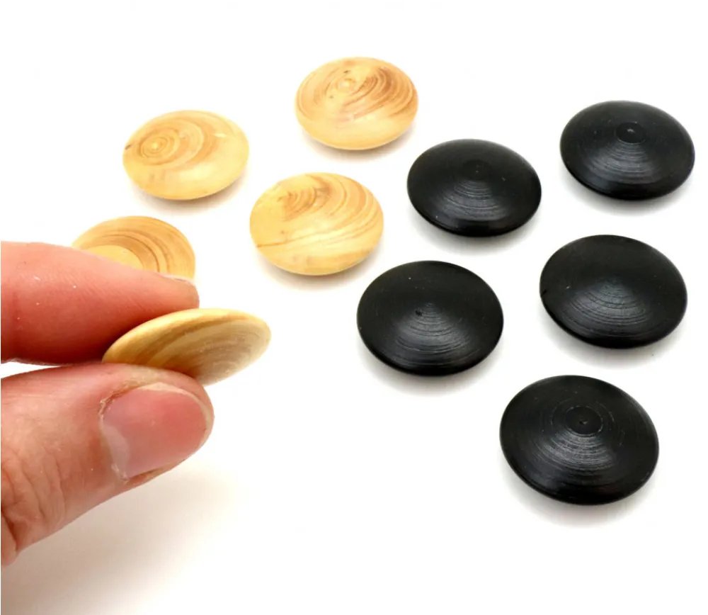 Tout Pour le Jeu 10 Palets galets buis jeu de go (5 noirs/5 naturels) 2.3 cm