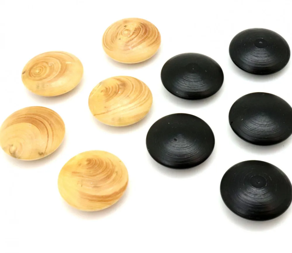 Tout Pour le Jeu 10 Palets galets buis jeu de go (5 noirs/5 naturels) 2.3 cm