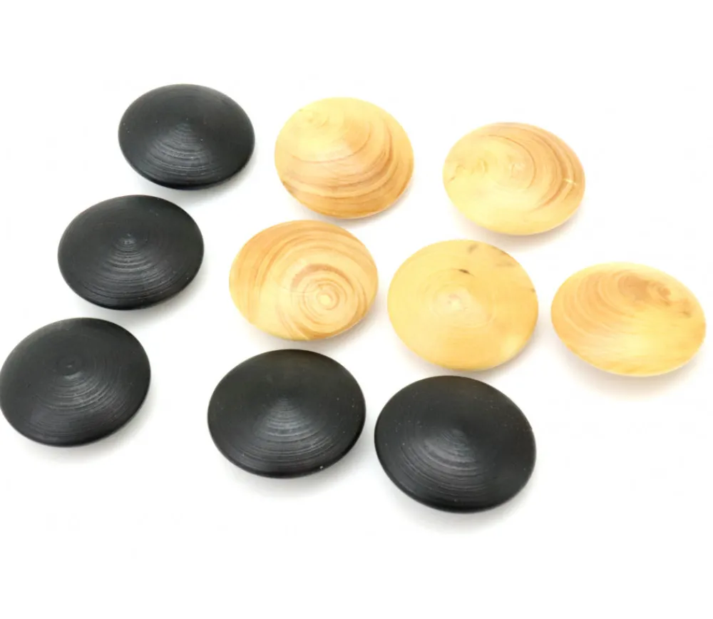 Tout Pour le Jeu 10 Palets galets buis jeu de go (5 noirs/5 naturels) 2.3 cm