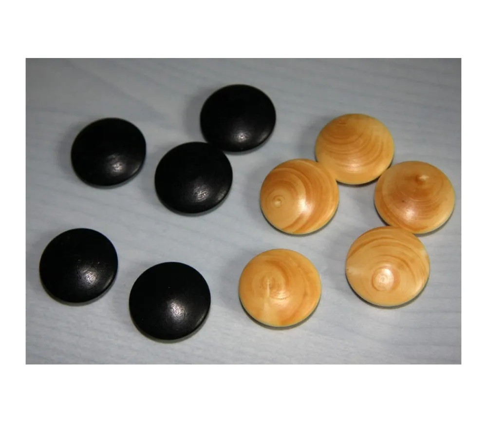 Tout Pour le Jeu 10 Palets galets buis jeu de go (5 noirs/5 naturels) 2.3 cm