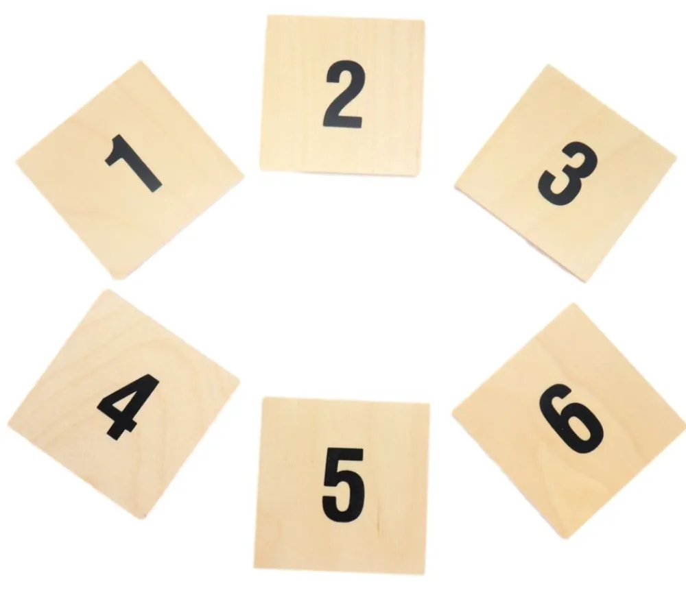 Tout Pour le Jeu 6 pavés 1 à 6 en bois 7 x 7 x 0.5 cm