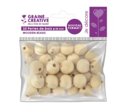 Tout Pour le Jeu 30 perles 1.8 cm trouée en bois 18 mm trou de 4 mm