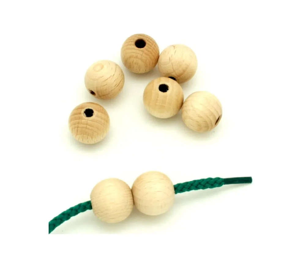 Tout Pour le Jeu 50 perles en bois hêtre 1.5 cm - trou de 0.4 cm