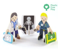 Tout Pour le Jeu 4 personnages en bois : docteurs et infirmiers. Thème médical à construire.