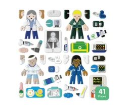 Tout Pour le Jeu 4 personnages en bois : docteurs et infirmiers. Thème médical à construire.