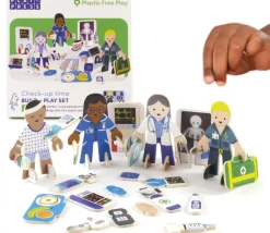 Tout Pour le Jeu 4 personnages en bois : docteurs et infirmiers. Thème médical à construire.
