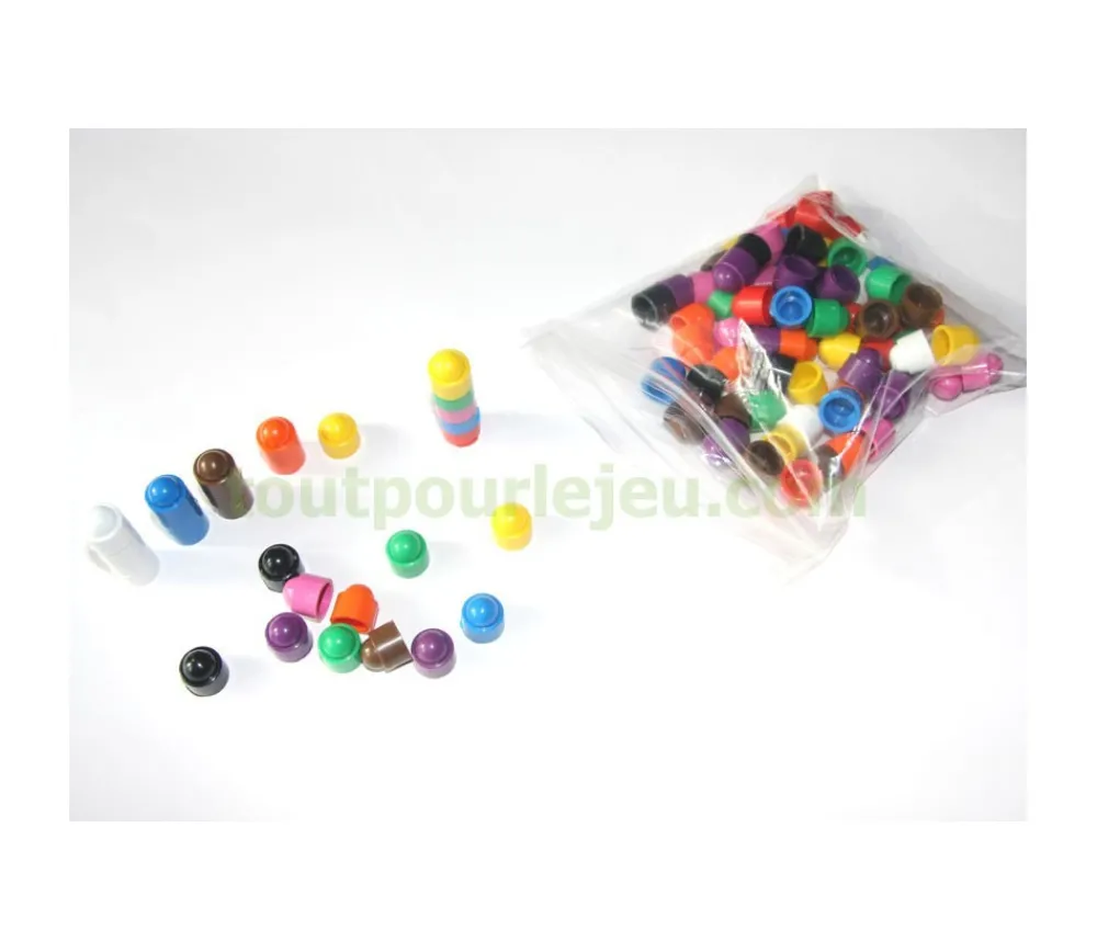 Tout Pour le Jeu 100 petits pions empilables 12x13 mm pour jeux multicolores