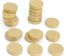 Tout Pour le Jeu 20 petits Pions ronds dorés en bois 1.5 cm - jeton de jeu COULEUR OR 15 x 4 mm