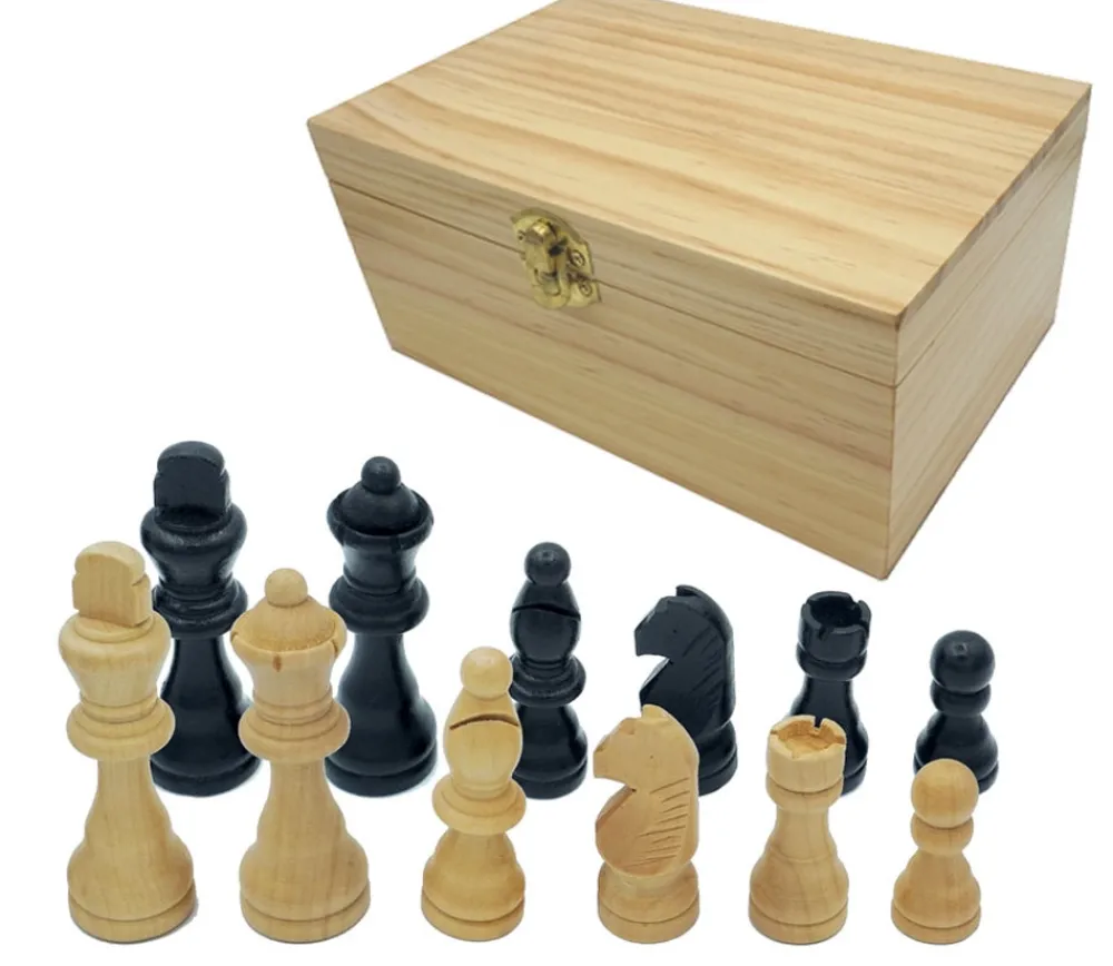 Tout Pour le Jeu 32 Pièces échecs bois lestées Roi 8.8 cm + coffret bois