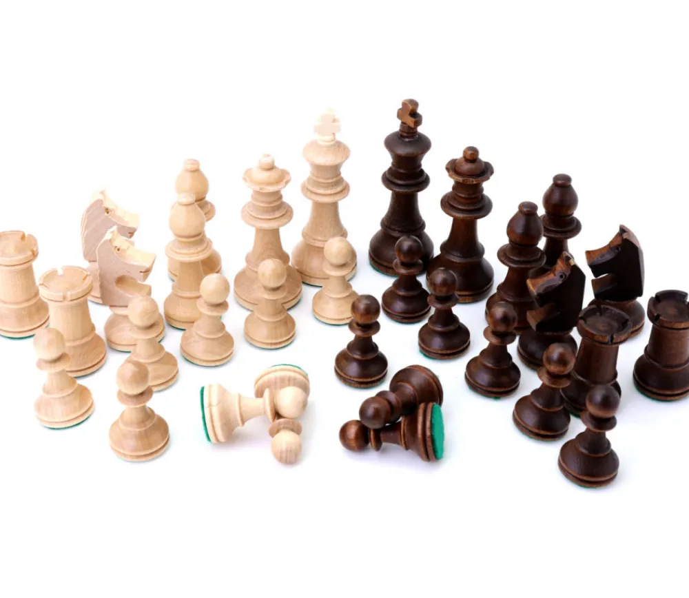 Tout Pour le Jeu 32 Pièces échecs bois T5 LESTEES 95 mm en sac tissu