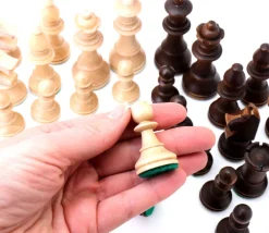 Tout Pour le Jeu 32 Pièces échecs bois T5 LESTEES 95 mm en sac tissu