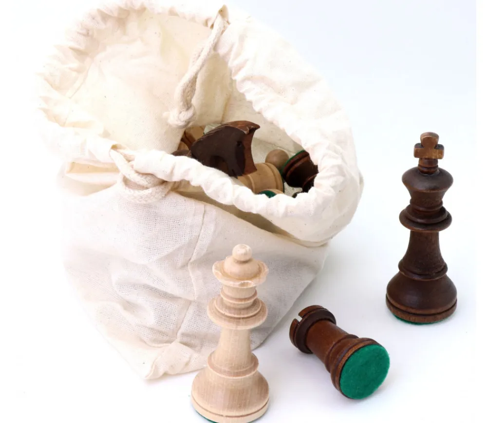 Tout Pour le Jeu 32 Pièces échecs bois T5 LESTEES 95 mm en sac tissu