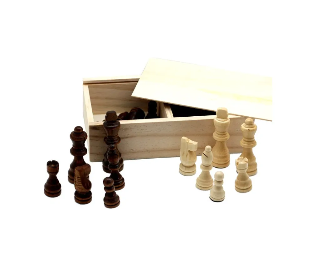 Tout Pour le Jeu 32 Pièces échecs bois T2 (marron/naturel) + coffret en bois