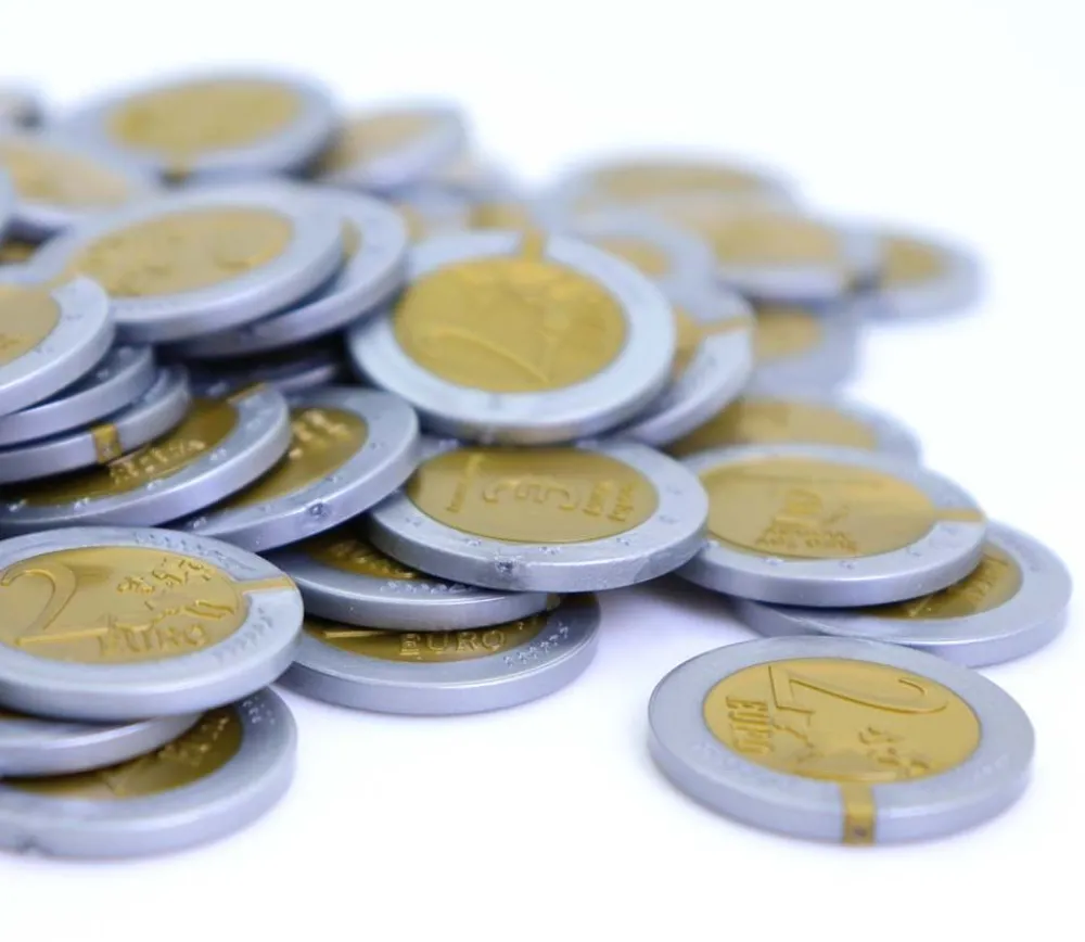 Tout Pour le Jeu 100 Pièces de 2 euros en Re-plastique monnaie factice jeu