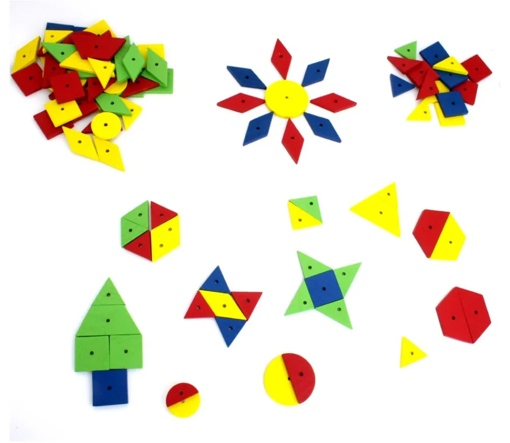 Tout Pour le Jeu 100 pièces mosaiques bois fines avec trou formes géométriqes