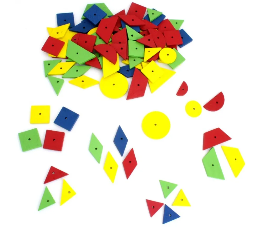 Tout Pour le Jeu 100 pièces mosaiques bois fines avec trou formes géométriqes