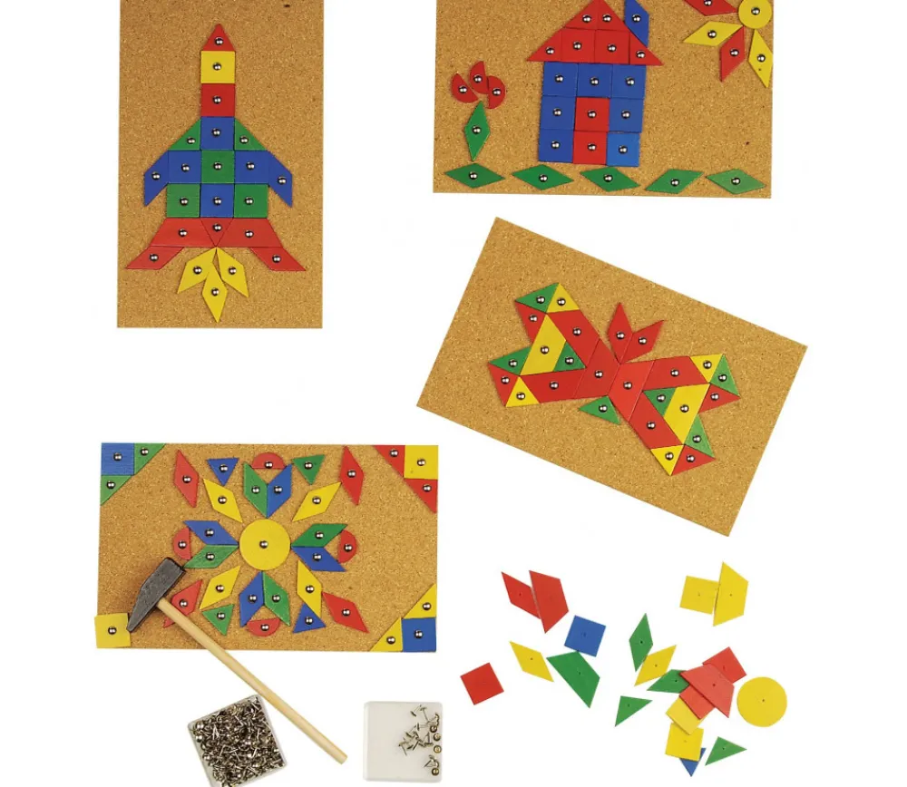 Tout Pour le Jeu 100 pièces mosaiques bois fines avec trou formes géométriqes