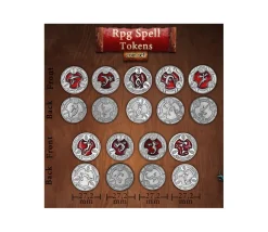 Tout Pour le Jeu 22 Pièces métal et émail rouge RPG Spell Tokens