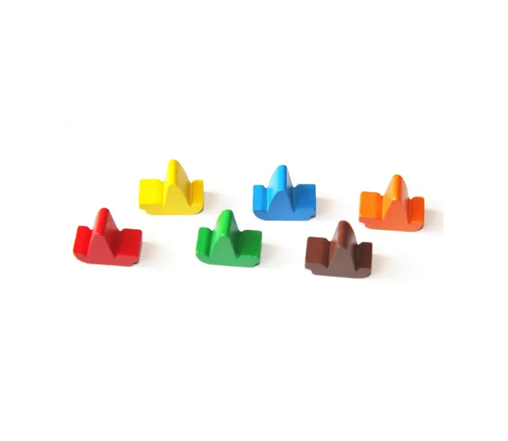 Tout Pour le Jeu 6 Pions bateaux voiliers multicolores en BOIS 17 x 14 x 9 mm