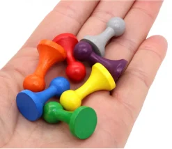 Tout Pour le Jeu 7 Pions bois 15 x 27 mm Modèle C multicolores pour jeu - lot de 7 (rouge, vert, jaune, bleu, violet, orange et gris)