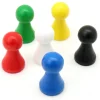 Tout Pour le Jeu 6 Pions bois 15 x 27 mm multicolores pour jeu - lot de 6 (rouge, vert, jaune, bleu, blanc et noir) modèle B