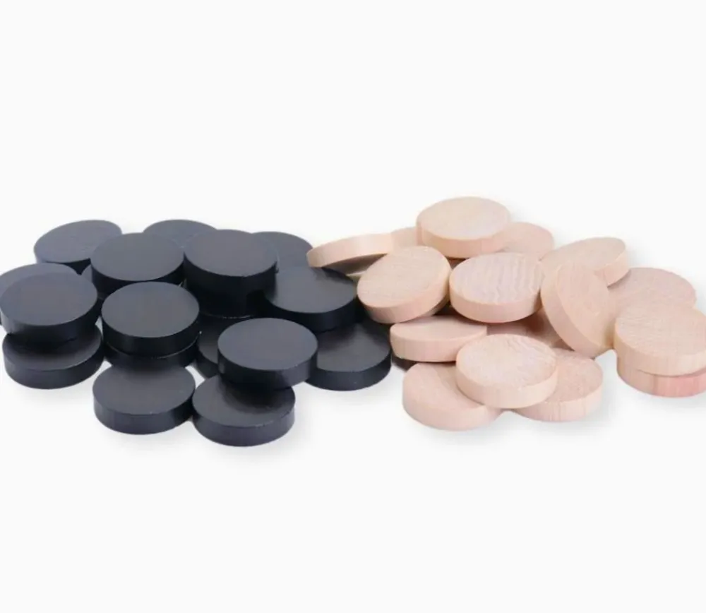 Tout Pour le Jeu 40 Pions bois dames noir naturel 3 cm