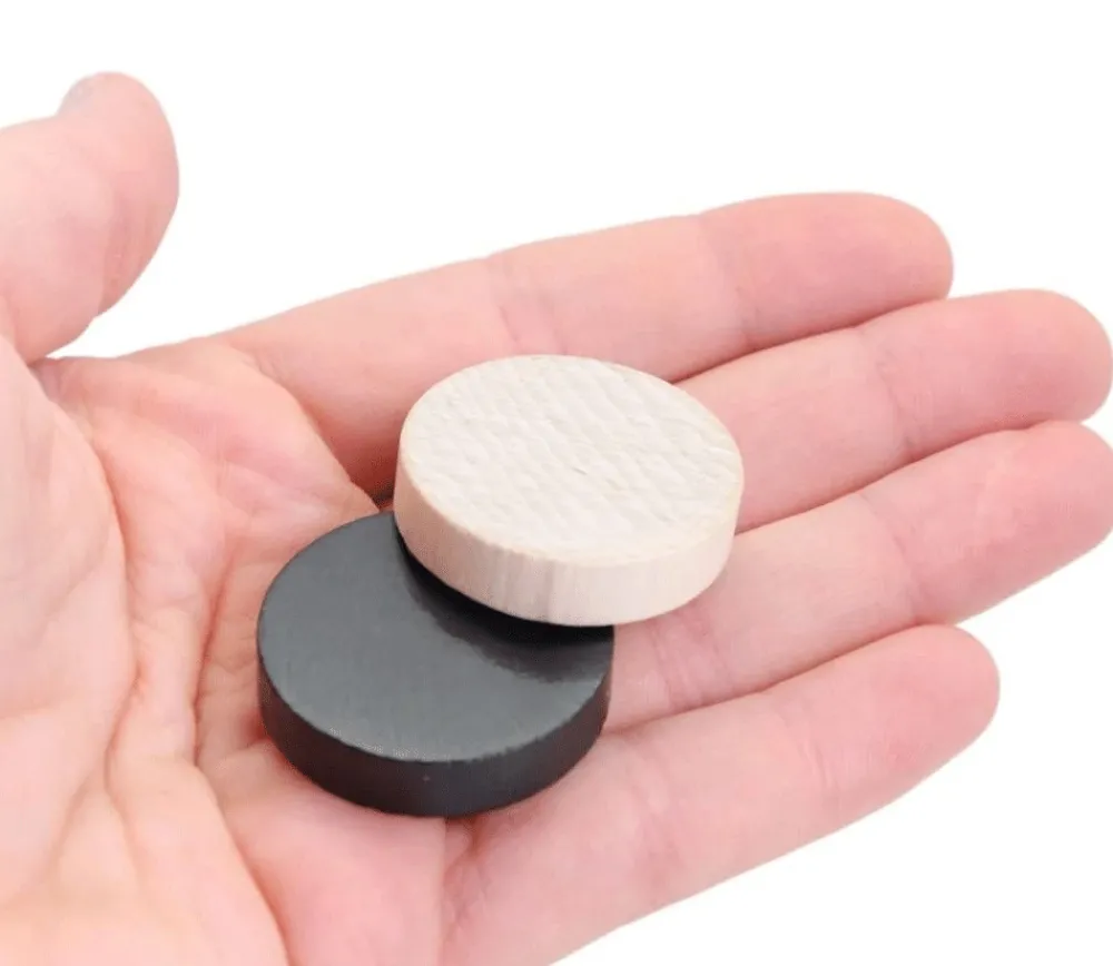 Tout Pour le Jeu 40 Pions bois dames noir naturel 3 cm