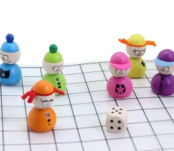 Tout Pour le Jeu 6 pions bois personnages AMIS sympathiques 40x25 mm avec 1 dé