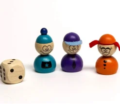 Tout Pour le Jeu 6 pions bois personnages AMIS sympathiques 40x25 mm avec 1 dé