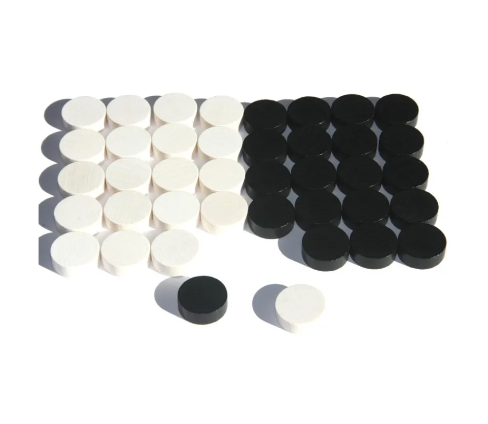 Tout Pour le Jeu 40 Pions bois pour jeu de dames 25 mm noir et blanc
