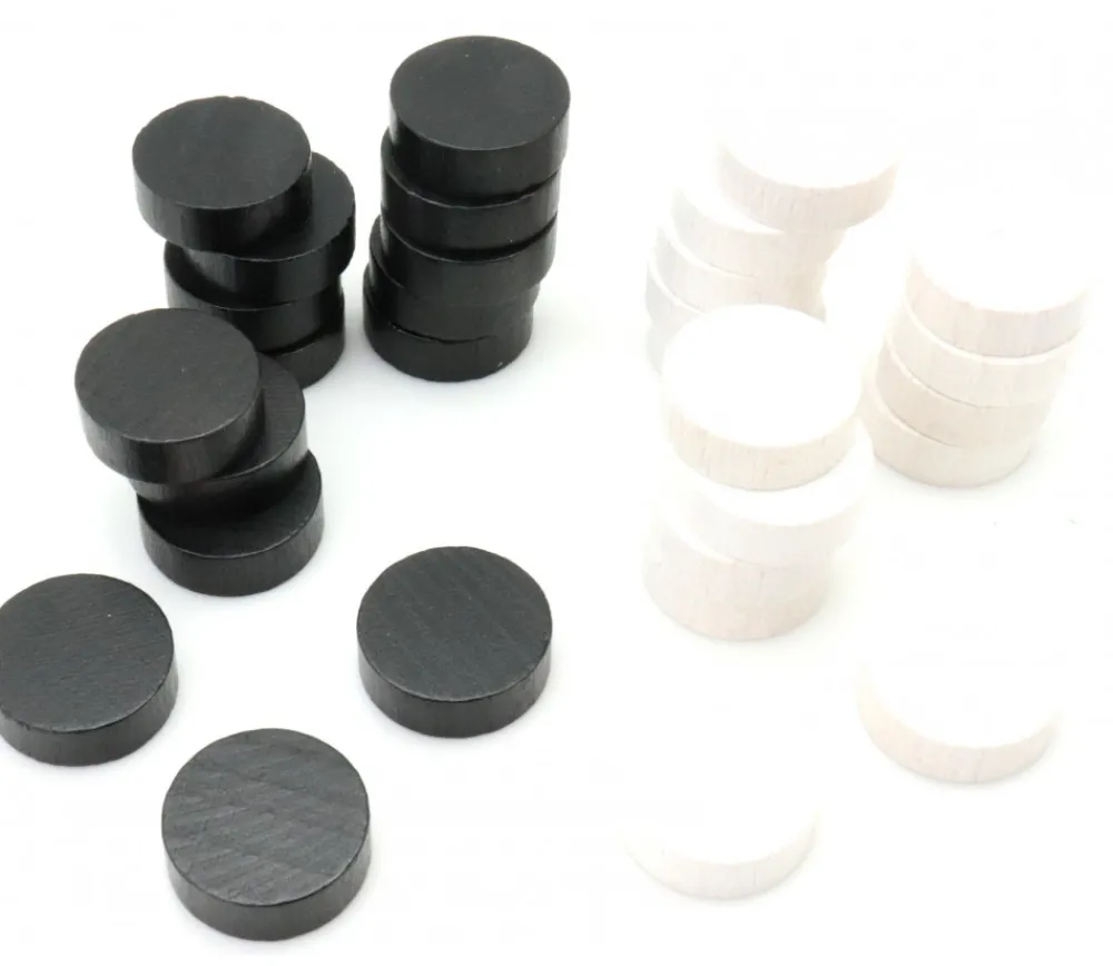 Tout Pour le Jeu 40 Pions bois pour jeu de dames 21 mm noir et blanc
