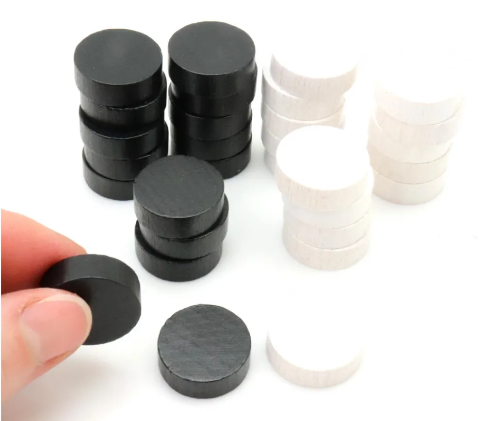 Tout Pour le Jeu 40 Pions bois pour jeu de dames 21 mm noir et blanc