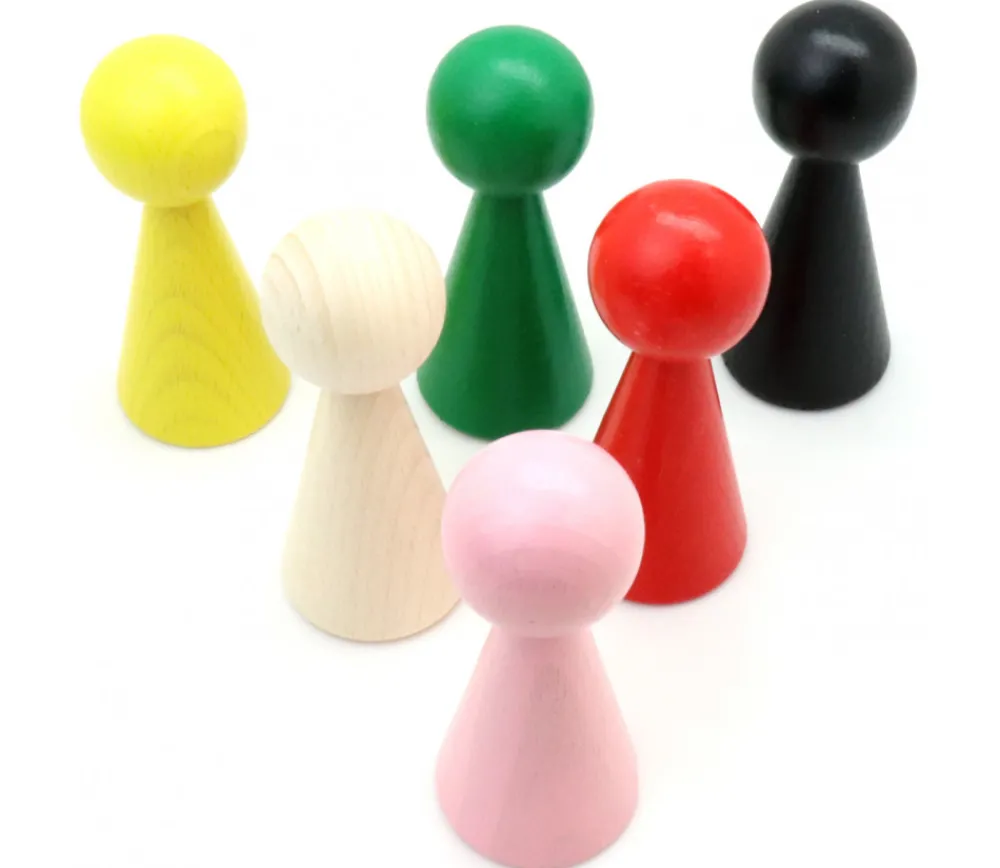 Tout Pour le Jeu 6 Pions bois XXL 10 cm 6 couleurs. Grands pions 100 mm diam 43 mm