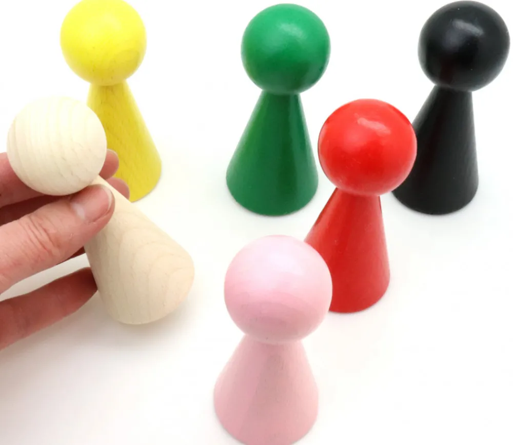 Tout Pour le Jeu 6 Pions bois XXL 10 cm 6 couleurs. Grands pions 100 mm diam 43 mm