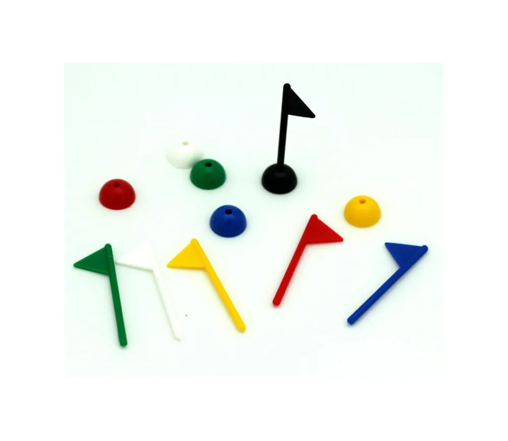 Tout Pour le Jeu 6 Pions drapeaux de jeu multicolores- mini fanions en 6 couleurs