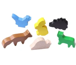 Tout Pour le Jeu 6 Pions en bois animaux multicolores pour jeux