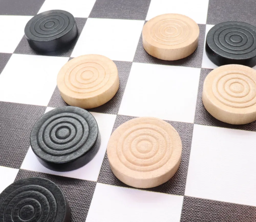 Tout Pour le Jeu 40 Pions en bois pour jeu de dames 3.5 cm moulurés dans coffret bois